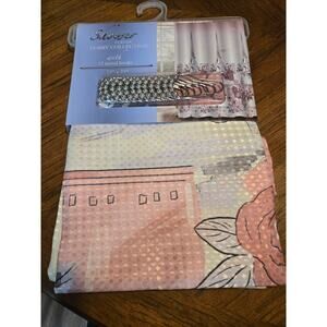 New Dobby Collection Shower Curtain with 12 Silver Metal Hooks 72" x 72"